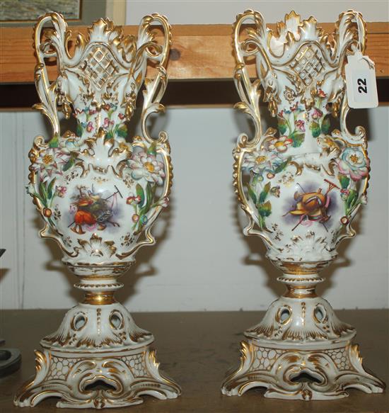 Pair continental vases